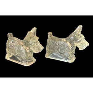 Vintage Clear Glass Scottie Dog Candy Containers Set Of 2